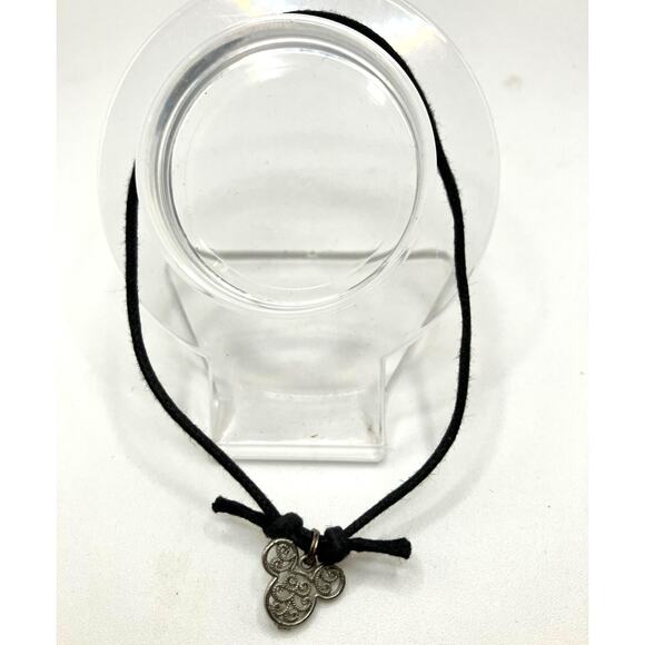 Disney Mickey Mouse Silver-Tibe Swirl Pattern Charm Cord 4.5"  Bracelet! - Picture 1 of 6
